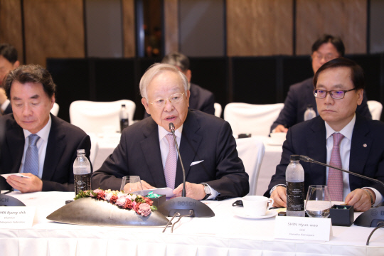 손경식 경총 회장이 2일 서울 종로구 포시즌스호텔에서 열린 '아일랜드 대표단 초청 기업인 간담회'에서 발언하고 있다. 한국경영자총협회 제공